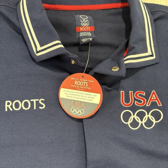 NWT Roots USA Shirt L Blue Olympics 04 Warm Up Snap Short Sleeve Team Button Up - Picture 4 of 9